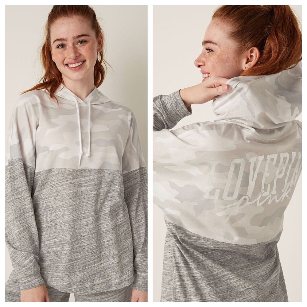 PINK Oversize Snow Camo Long Sleeve